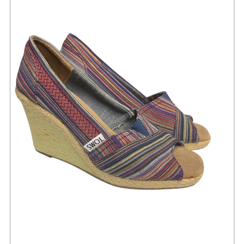 TOMS Colorful Striped Wedge Sandals